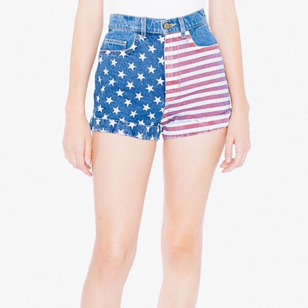 American apparel flag stars stripes high waist denim shorts 28